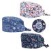ASTER 3 Pieces Scrub Cap with Buttons Adjustable Sweatband Working Caps Women Ponytail Pouch Hats Hair Covers Shower Caps Ribbon Tie Back Hats for Women Men
