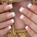 French Tip False Nails 24PCS Medium Square French False Nails Nude White Fake Nails Full Cover Press on Nails with Jelly Glue Stick on Nails for Women Girls Nails Art Medium Square White