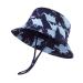 LANGZHEN Beach Sun Protection Hat for Baby Girls Adjustable Toddler Kids Hat Wide Brim Summer Play Hat with Chin Strap Navy - Dinosaur D 2-4 Years