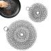 2 Packs Stainless Steel Scrubber 4" and 6" Chainmail Scrubber for Cast Iron Pans Round Reusable Cast Iron Cleaner for Oven Wok Cleaning Cast Iron Scrubber