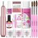 Saviland Acrylic Nail Kit - Acrylic Powder Kit with Drill Nails Kit Acrylic Set 3 Colors Acrylic Powder and Liquid Set Acrylic Nail Brushes Acrylic Nail Set for Beginners DIY Nail Extension&Carving
