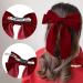 Kioiner 2 Pcs Large Bow Hair Clips Black Red Velvet Bows Barrettes French Bowknot Hair Clips Metal Hair Clips with Long Tail for Girls Women Ladies - Buy Online on SooperMarket.com