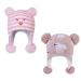 LANGZHEN Toddler Kids Infant Winter Hat Earflap Knit Warm Cap Fleece Lined Beanie for Baby Boys Girls 2-4 Years Bear -Pink Stripe+polar Bear - Pink
