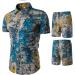 Men's Summer Fashion Set - Blue Suede Vest and Shorts - Casual Hawaiian Beach Style - Buy Online on SooperMarket.com