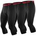 NELEUS Men's Dry Fit Compression Pants Workout Running Leggings 3X-Large Capris: Black(grey Stripe) 3 Pack