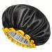 Mikimini Black Shower Hoods for Women Men & Girls - 2 Pack Waterproof Reusable Double-Fold Shower Hats with Soft PEVA Lining - Comfortable Medium Size Black & Yellow - Buy Online on SooperMarket.com