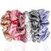6-Piece Oversized Satin Hair Tie Set - Soft Silk Elastic Ponytail Holders for Girls in Champagne White Silver Gray Light Pink Bean Red Light Blue - Buy Online on SooperMarket.com