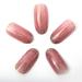 Novo Ovo Medium-Length Oval Almond Dark Pink & Gold Glitter French Tip Press-On Nails | Chrome Artificial Fingernails | Easy Sticking with Glue - Buy Online on SooperMarket.com