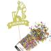 Cakeshop Cake Decoration Pack | Cricket Theme Premium Double Sided Glitter Card Cake Topper Sign & 25g Party Pack of Cake Sugar Sprinkles | Custom Name & Age Cake Decorations (Champagne) Prime Glitter Card: Champagne
