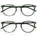 Opulize met reading glasses 2 Pack slim round frame spring hinges scratch-resistant green tortoise solid bracket men women rr60-6 +3.50 dioptria green tortoise front with moss-green arms