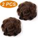 JJstar 2PCS Messy Bun Curly Fake Hair Buns Donut Tousled Updo High Heat Synthetic Fiber Scrunchies (Dark Brown/Golden) - Women/Girls Ponytail Extension - Buy Online on SooperMarket.com
