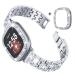 Goton Compatible for Fitbit Versa 3 Band , Women Bling Diamond Brick Design Replacement Strap Bracelet & Bling Bumper Protective Case Compatible for Fitbit Sense / Versa3 (Silver)