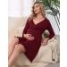 Bresdk Women's Maternity Nightdress | Long Sleeve Breastfeeding Nightgown Loungewear Pyjamas | Pregnant Red Nightwear - Buy Online on SooperMarket.com