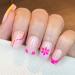 NOVO OVO Short Square Nude Yellow Hot Pink Mauve French Tip Floral Thick False Fake Press on Nails HAPPINESS AS FLOWERS Purple Lavender Swirl Stick on Acrylic Kit with Glue for Valentine's Day Spring