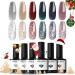 modelones Reflective Glitter Gel Nail Polish Set of 6 Colors Including Pink Red Silver Holographic Gel Polish Kit UV LED Soak Off Nail Polish Home DIY Manicure Nail Salon Varnish LAST DANCE 1.17 ml (Pack of 6)