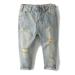 KIDSCOOL SPACE Baby Girl Boy Slim Jeans Little Kid Elastic Band Inside Ripped Denim Pants 12-18 Months Light Blue-2093