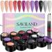 Saviland Builder Nail Gel Kit - 12 Colors Nail Extension Gel Glitter Hard Gel Nudes Pink Purple U V/LED Gels Nail Strengthen Nail Art Manicure Set with 3pcs Nail Brushes Nail Forms A-Glitter Series