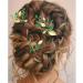 Emerald Green Rhinestone Gold Leaf Wedding Hair Pins - Pack of 3 | Bridal Hair Accessories for Women Girls - Buy Online on SooperMarket.com