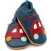 Dotty Fish Soft Leather Baby Shoes | Non-Slip Suede Soles | Navy Cars Design | 0-6 Months to 4-5 Years | Toddler Shoes for Boys - Buy Online on SooperMarket.com