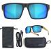 QOOL TIMES Rectangle Polarized Fishing Sunglasses for Men and Women - Wood/White Blue Mirror - Buy Online on SooperMarket.com