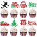 Red Merry Christmas Cupcake Toppers Funny Christmas Cupcake Toppers for Funny Christmas Party Decorations