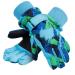 Kids Winter Gloves Waterproof Boys Girls Snow Ski Gloves Blue Green S (4-6 years)