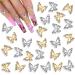 Noverlife 26PCS 3D Alloy Butterfly Nail Charms  Metallic Butterfly Charms Crystal Diamonds Butterfly Nail Art Rhinestones  Butterflies Flatback Charms Jewels for Manicure DIY Accessory(Gold&Silver) Gold & Silver