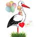 Gl cksgut rattierorch baby pink 100 cm |5-part set |Birth stork including wooden stick + name tag + greeting card + pen |Storch birth for outside & inside |Birth gift rattle stork with baby girl