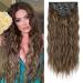 Clip in Hair Extensions REECHO 5PCS Hair Extensions 24" Thick Long Loose Waves hair extensions HE002 Invisible Lace Weft Natural Soft Hairpieces for Women C Chocolate Brown with Blonde Highlights
