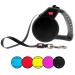 WIGZI Durable Liquid Filled Gel Handle Comfort Grip Retractable Dog Leash Rust Proof All Webbing Reflective Tape EZ on/Off Lock with Enhance Retraction Technology L Black