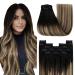 Youngsee Clip in Extensions Black Balayage Clip in Extensions Real hair 40 cm Real hair Extensions Clip Balayage Blond Blond Clip in hair recovery Real hair clip in hair 120g #1b/4/27 40 cm (7PCs) 1-clip-4- #1b/4/27