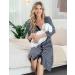 Marvmys Maternity Nightdress - 3/4 Sleeves Nursing Nightgown for Breastfeeding - V Neck Pajama Loungewear in Navy Blue - Buy Online on SooperMarket.com