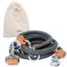 Freudenier dog leash for medium -sized and large dogs - 2m length and 3 -fold adjustable - chasing leash made of robust nylon rounded with stylish brown leather elements (black)
