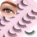 Handmade Lashes Clear Band Wispy False Eyelashes Natural Look 3D Faux Mink Lashes Wispies Natural Fake Lashes Cat Eye Strip Eyelashes Pack