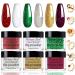 Honey Joy Dip Powder Set Christmas Red Green Golden Glitter Fine Dipping Powder Colors No Need Lamp Cure Like Gel Polish Effect Even & Smooth Finishing (DP-Q-6pcs-10g/box)