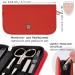 Three Swords 8-Piece Roma Manicure Set | Premium Red Leather Nail Care Kit with Scissors Clippers & Tweezers - Buy Online on SooperMarket.com