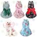 4 Pieces Puppy Dog Floral Dress Dog Bowknot Dress Cute Rosette Sundress Apparel Summer Puppy Floral Vest Dress Dog for Small Pet Dog Cat Outfits (Flower Patterns,L) Floral L