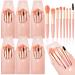 Gerrii 6 Sets Travel Makeup Brush Set Brushes Bag Bridesmaid Gift Synthetic Fiber Face Make up Brushes Angled Blush Brush for Wedding Bridal Shower Favors Bachelorette Party Gift (Coral Orange)