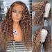 CYNOSURE 26 Curly Honey Blond Ombre Highlight Lace Front Human Hair Wig - Pre Plucked & Invisible - Women's 26 Inch - Buy Online on SooperMarket.com