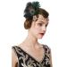 BABEYOND 1920s Feather Headband Peacock Feather Headpiece Vintage 1920s Flapper Headband Feather Crystal Headband Great Gatsby Costume Accessories Roaring 20's Accessories (Black)