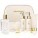 Valentines Day Gifts for Women Vanilla Spa Gift Basket for Women - Self Care Kit Bath Set with Shower Gel Bubble Bath Perfume Gua Sha Jade Roller - Birthday Gift Set for Women Mom Mother's Day