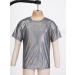 FEESHOW Kids Girls Sparkly Metallic Shiny T-Shirt | Boys Short Sleeves Loose Dance Costume | Black | 9-10 Years - Buy Online on SooperMarket.com