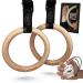 New Grey Fox Premium Numbered 1.1" Wooden Gymnastic Rings with Adjustable Straps Olympic Size: Chalk, Non-Slip Buckle |Full Body Suspension |Bodyweight Calisthenics |Home Gym Equipment |Fitness Gifts