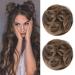 REECHO 2 PCS Mini Claw Clip in Messy & Cat Ears Hair Bun Extensions Wig Accessory Updo Hairpieces for Women Girls (Pack of 2-3.5" Wavy Ginger Brown) Pack of 2 - 3.5" Wavy Ginger Brown