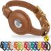 Oopsdoggy Airtag cat collar made of leather with bells not tearable with Apple Airtag holder light GPS pet collar for girls boys cats small dogs puppies (light brown)