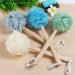 4 Pack Large Bath Puff Loofah Sponge with Long Handle Shower Brush | Spa Body Back Brush for Women and Men | Multi-Colored - Buy Online on SooperMarket.com