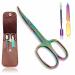 INSTEX Cuticle Nail Scissors Nail Files Nail Pusher Set | Professional Curved Steel Blade Right for Eyebrow Thick Toenails Manicure Pedicure Beard Nose Trimming Men Women with Leather Pouch Blue Multicolour