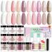 Saviland 10 Colors Dip Powder Nail Kit Starter - 17pcs Nudes Pink Spring Colors Dip Nails Powder Starter Kit with 15ml 2-In-1 Base & Top Coat, Activator for Nail Repair, Salon Use, Home DIY, Gift for Ladies G4-Nude Pink Basic Starter Kit