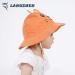LANGZHEN Beach Sun Protection Hat for Baby Girls | Adjustable Toddler Kids Hat with Chin Strap | Wide Brim Summer Play Hat in Orange - Tiger Design - Buy Online on SooperMarket.com
