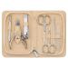 Chali manicure set 7 -part - stainless steel nail set for men and women with case with case - nail scissors nail clippers tweezers glass nail files nail pliers skin slide beige